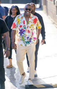 Idris Elba in a White Floral Shirt