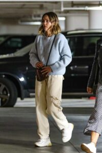 Jessica Alba in a Grey Sweater
