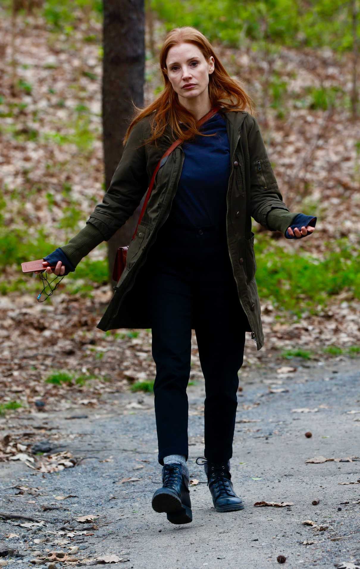 Jessica Chastain in an Olive Jacket