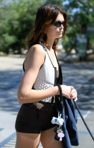 Kaia Gerber in a Black Shorts