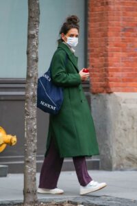 Katie Holmes in a Green Coat