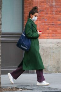 Katie Holmes in a Green Coat