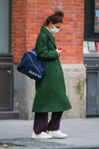 Katie Holmes in a Green Coat