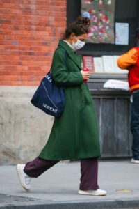 Katie Holmes in a Green Coat