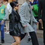 Kourtney Kardashian in a Black Leather Jacket Was Seen Out with Travis Barker in Milan 04/27/2022