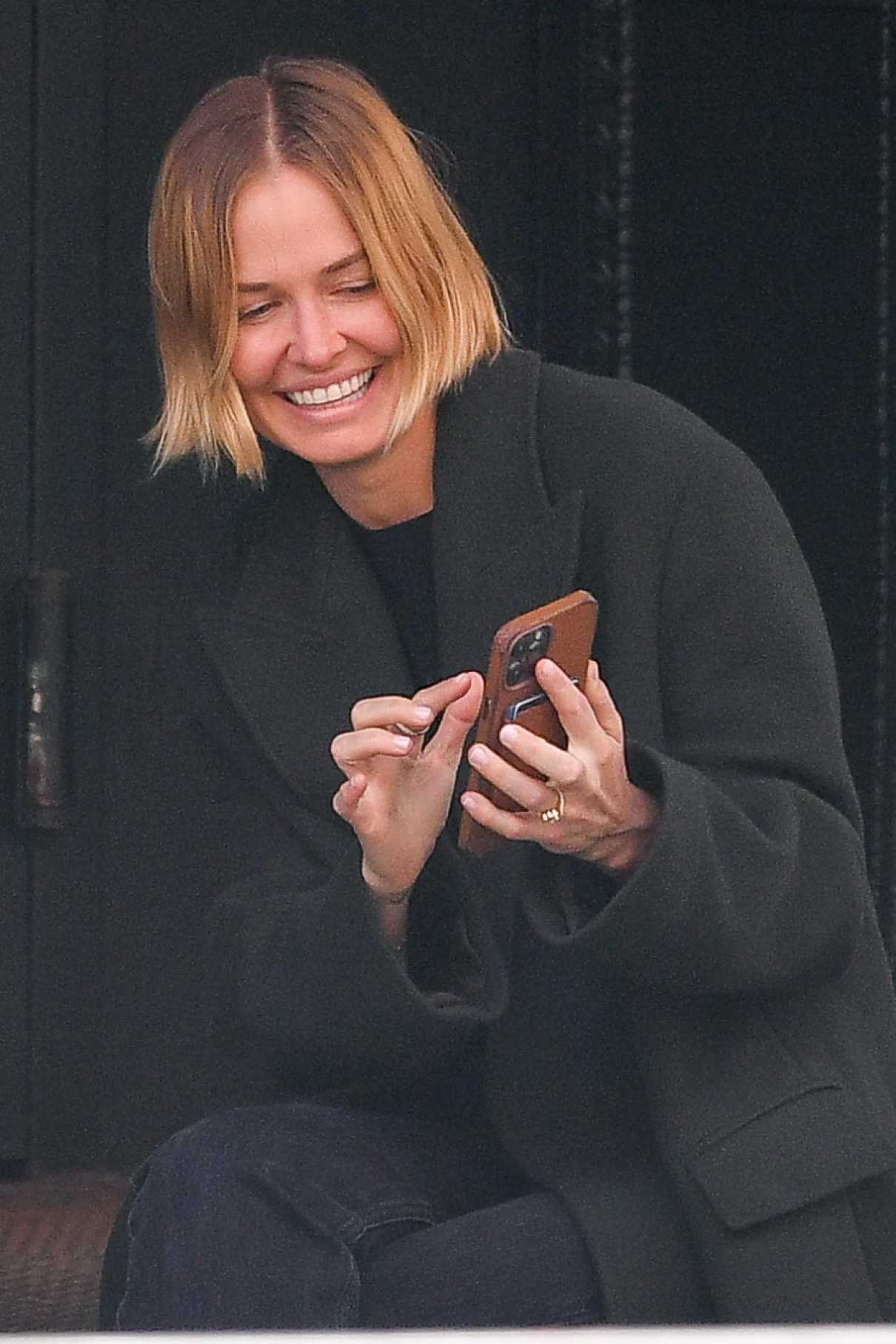 Lara Bingle in a Black Coat