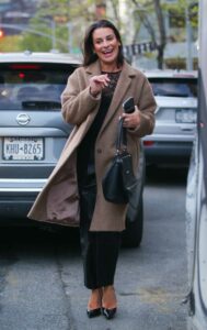 Lea Michele in a Tan Coat