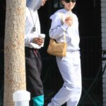 Lily-Rose Depp in a White Sweatsuit Steps Out for Coffee with Her Boyfriend Yassine Stein in Los Angeles 04/01/2022