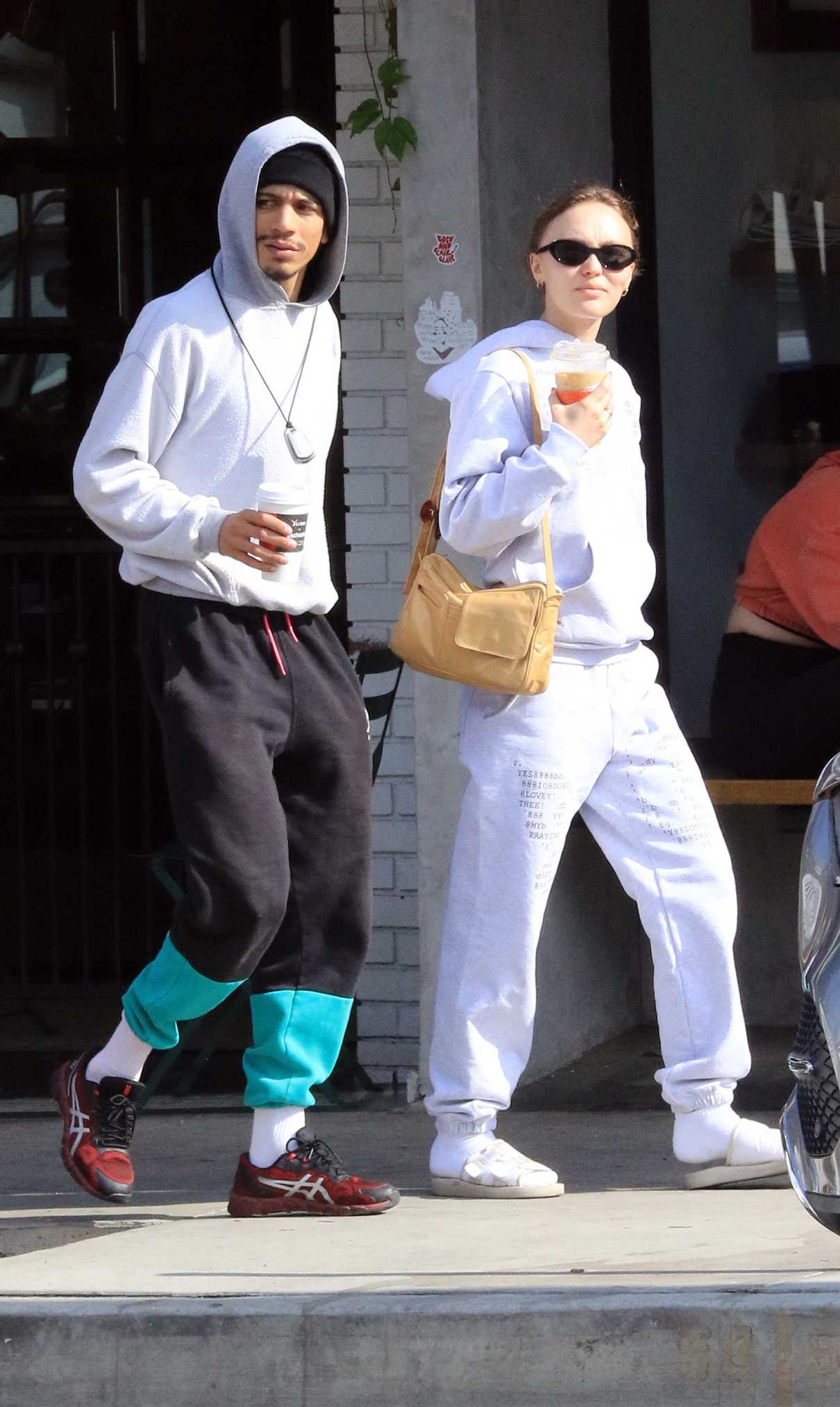 Lily-Rose Depp in a White Sweatsuit