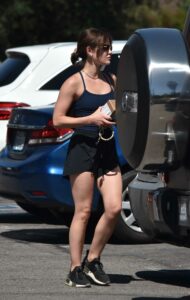 Lucy Hale in a Black Shorts