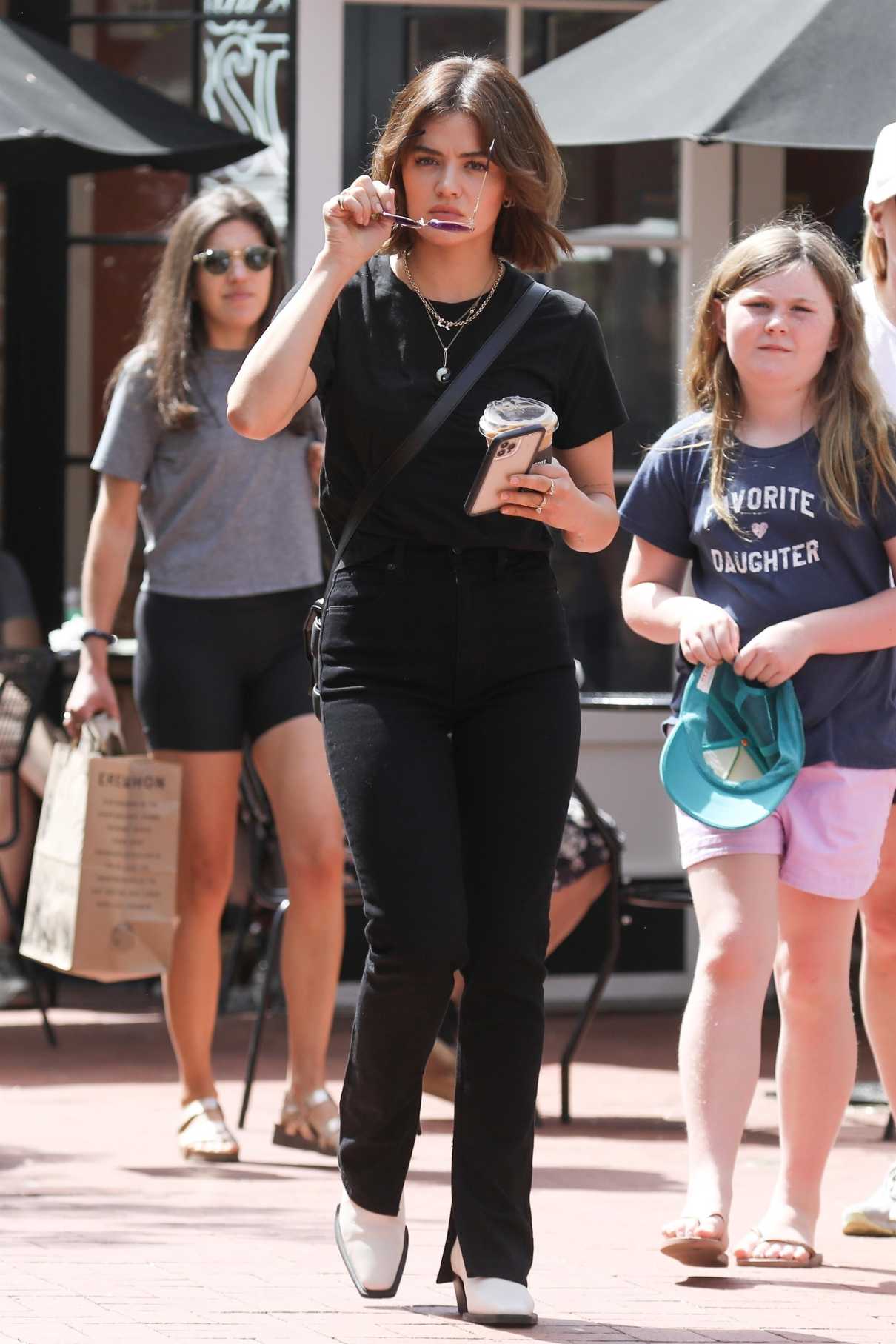 Lucy Hale in a Black Tee