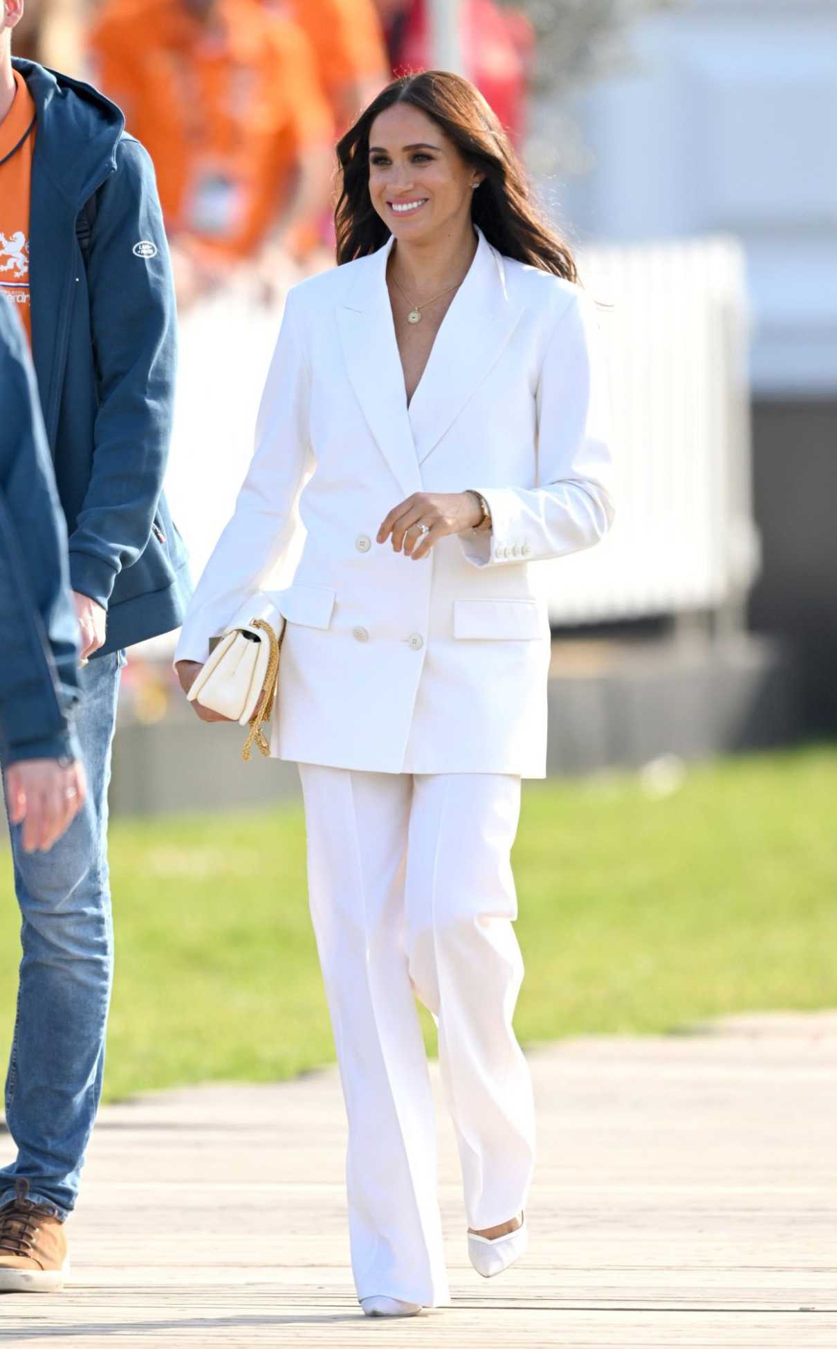Meghan Markle in a White Pantsuit