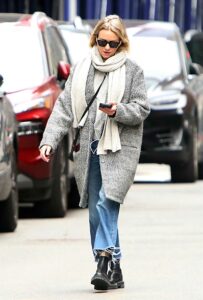 Naomi Watts in a Grey Coat