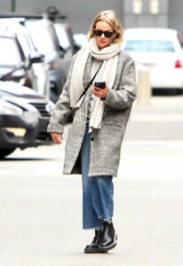 Naomi Watts in a Grey Coat