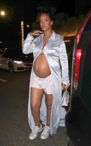 Rihanna in a Silver Cardigan