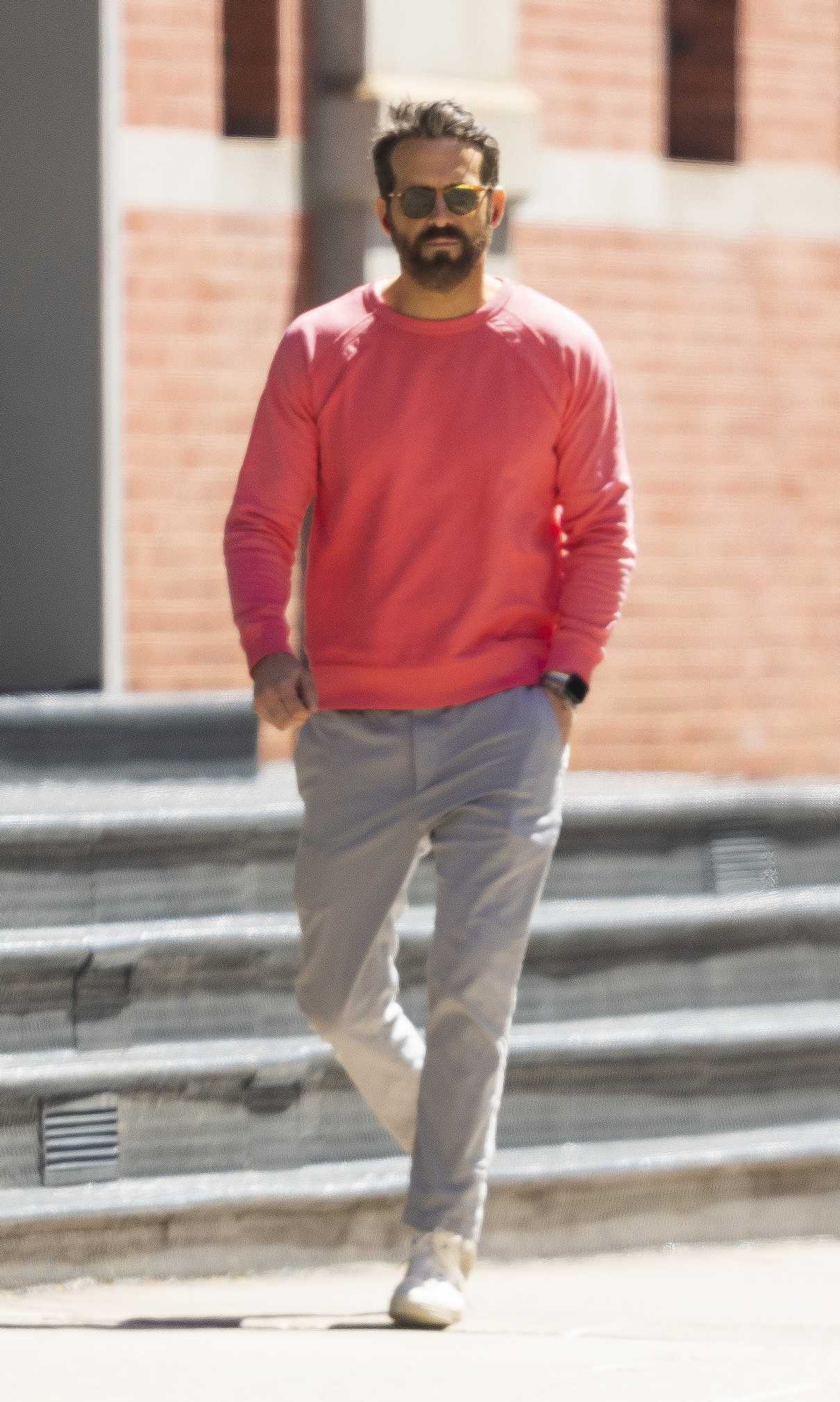 Ryan Reynolds in a Red Sweatshirt