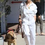 Selma Blair in a White Outfit Was Seen with Her Service Dog in Los Angeles 04/14/2022