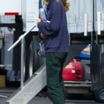Suki Waterhouse in a Green Pants on the Set of Daisy Jones and the Six in New Orleans 04/04/2022
