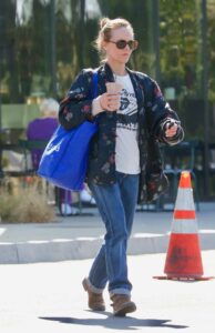 Vanessa Paradis in a Blue Floral Print Jacket