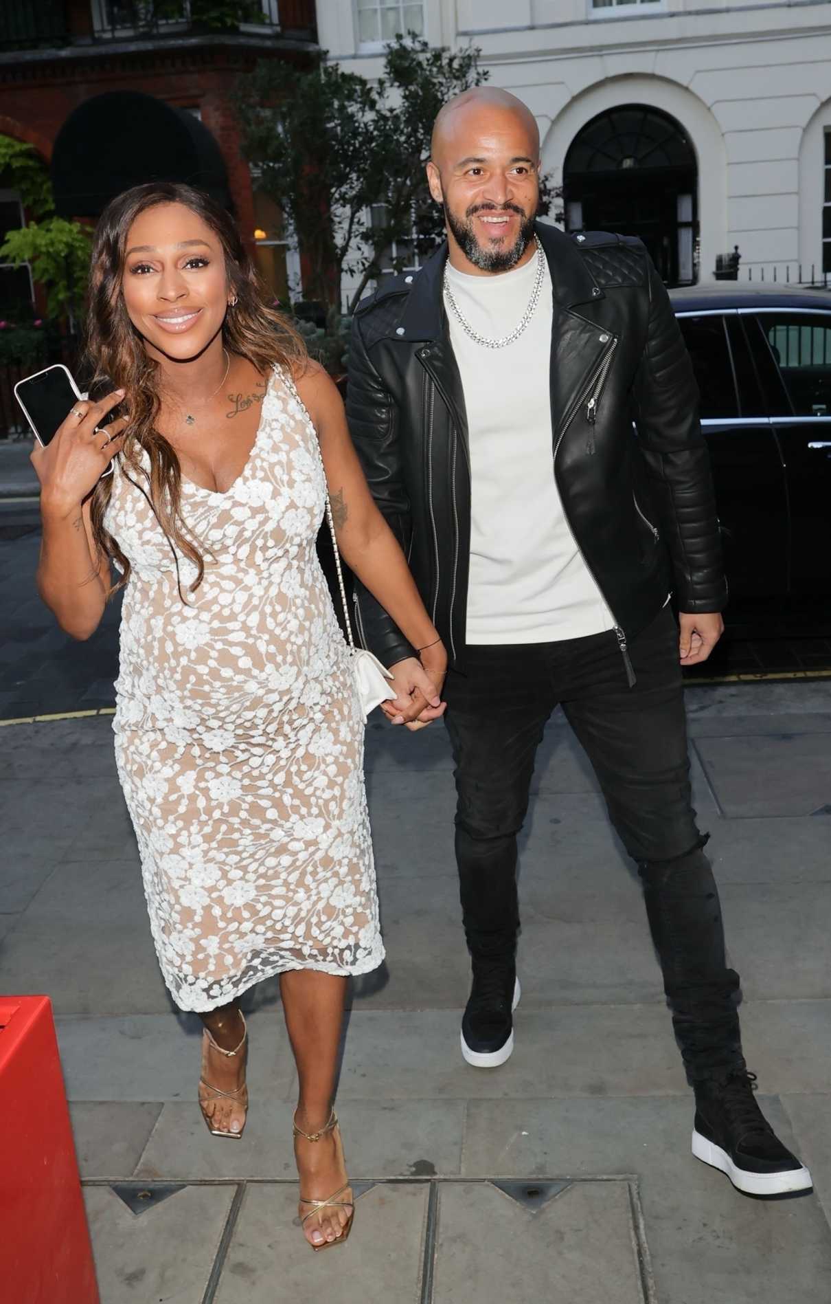 Alexandra Burke in a White Floral Dress