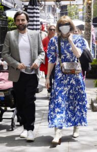 Anna Wintour in a Summer Blue Dress