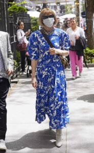 Anna Wintour in a Summer Blue Dress