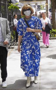 Anna Wintour in a Summer Blue Dress