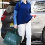 Anne Hathaway in a White Pants Was Seen Out in New York 04/30/2022