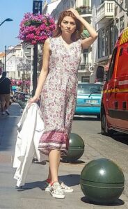 Blanca Blanco in a Floral Dress