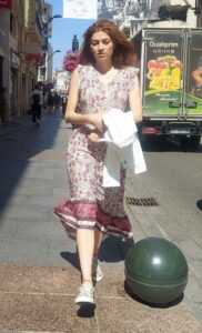 Blanca Blanco in a Floral Dress