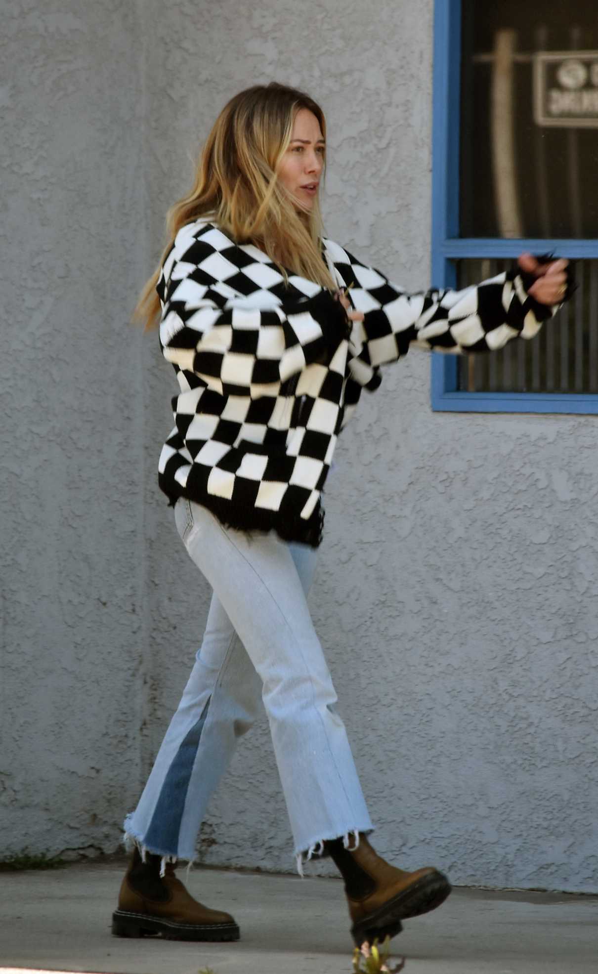 Hilary Duff in a Checked Cardigan