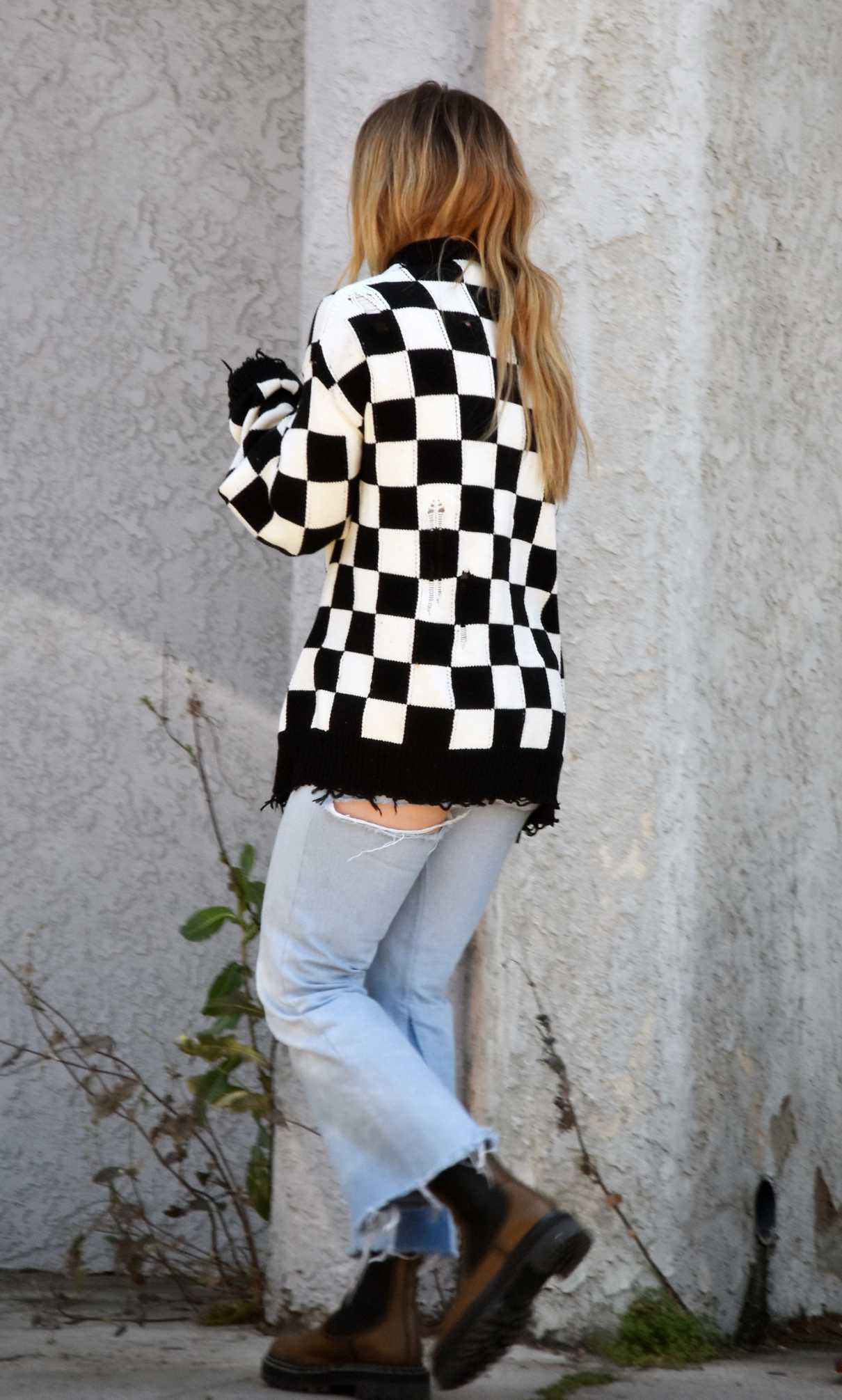 Hilary Duff in a Checked Cardigan