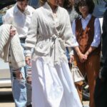 Jennifer Lopez in a Beige Cardigan Arrives at Soho House in Malibu 05/08/2022