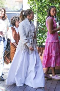 Jennifer Lopez in a Beige Cardigan