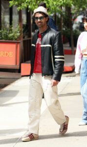 Joe Jonas in a Black Leather Jacket