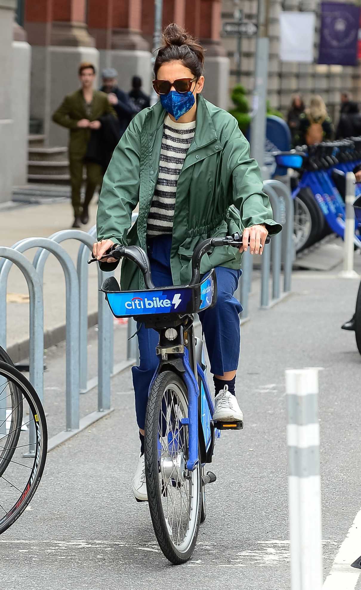 Katie Holmes in a Green Jacket