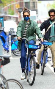 Katie Holmes in a Green Jacket