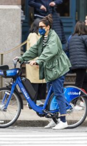 Katie Holmes in a Green Jacket