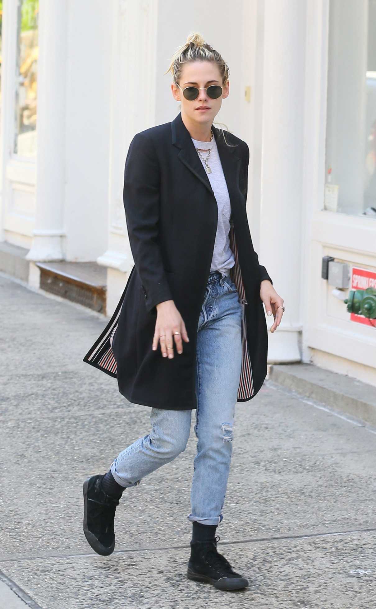 Kristen Stewart in a Black Coat