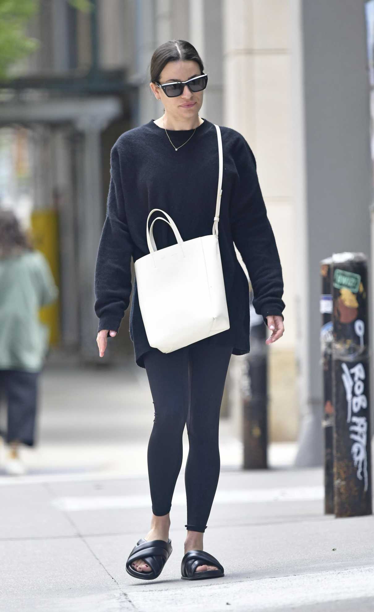 Lea Michele in a Black Sweatshirt