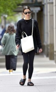 Lea Michele in a Black Sweatshirt