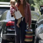 Leighton Meester in a Straw Hat Carries Her Son Out in Los Angeles 05/26/2022