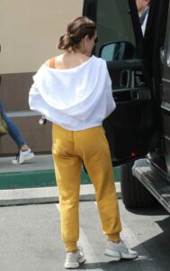 Lucy Hale in a Yellow Sweatpants