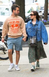 Maude Apatow in a Blue Denim Jacket