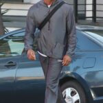 Michael B. Jordan in a Grey Tracksuit on the Set of Creed 3 in Los Angeles 05/25/2022