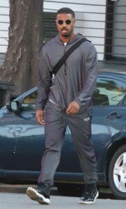 Michael B. Jordan in a Grey Tracksuit