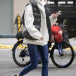 Nina Agdal in a White Hoodie Heads to the Gym in New York 05/04/2022