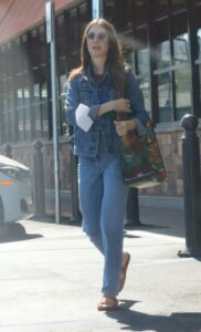 Alison Brie in a Denim Suit