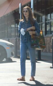 Alison Brie in a Denim Suit