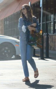 Alison Brie in a Denim Suit